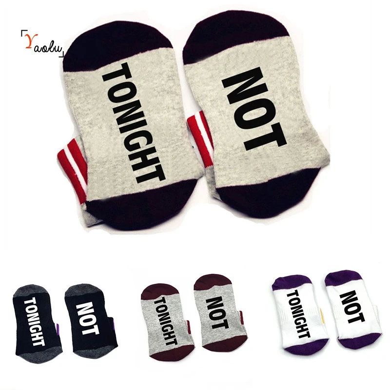 Not tonight sock cotton unisex Sock Slippers ankle socks funny quote