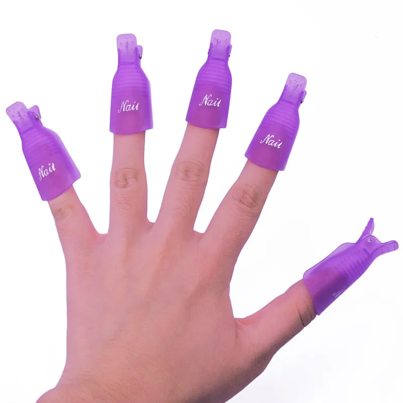 10 шт. УФ-Гель-лак для снятия лака для ногтей замачиваемый колпачок зажим обертывание инструмент для ногтей советы для пальцев Фиолетовый лак для ногтей инструмент для удаления ногтей - Цвет: Purple