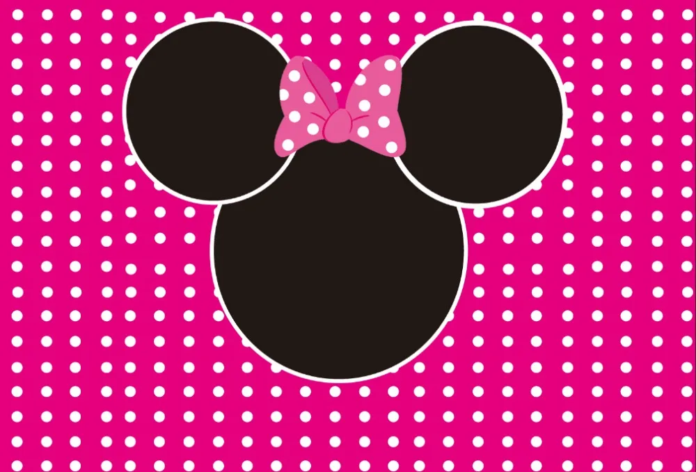 Us 1073 18 Off7x5ft Hot Pink Polka Dots Bow Black Minnie Head Baby Shower Custom Photo Backgrounds Studio Backdrops Vinyl 220cm X 150cm In