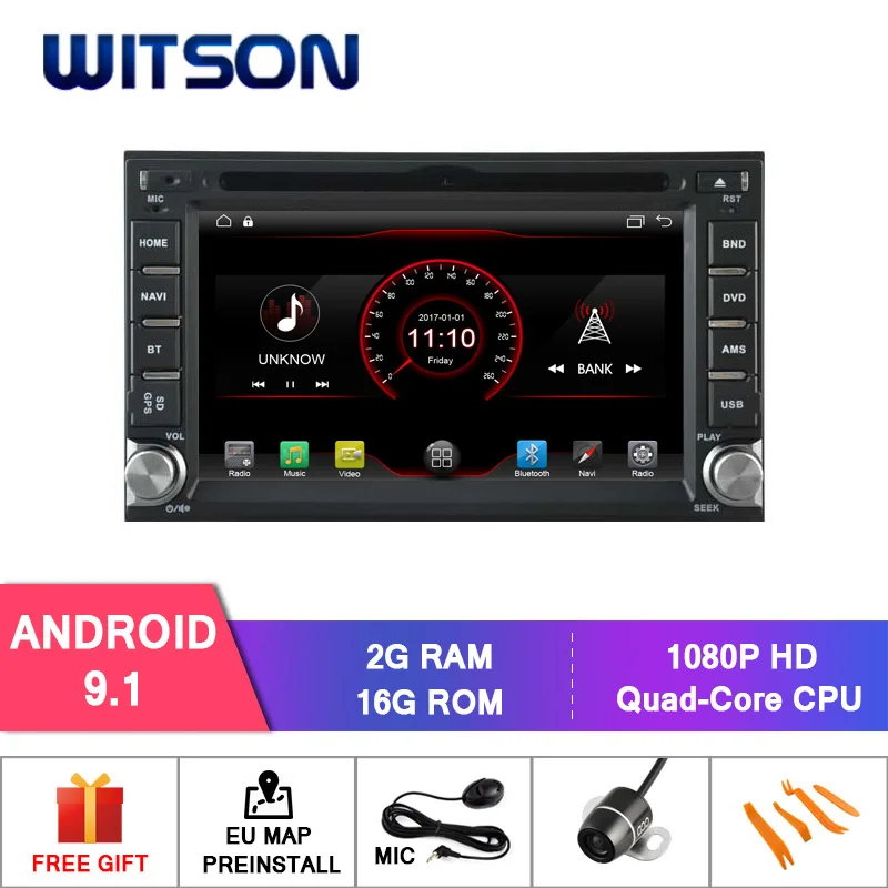 

WITSON Android 9.1 2GB RAM 16GB FLASH CAR RADIO for Universal Double Din DVD Player STEREO+DAB+OBD+TPMS+DVR+Wifi/3G supported