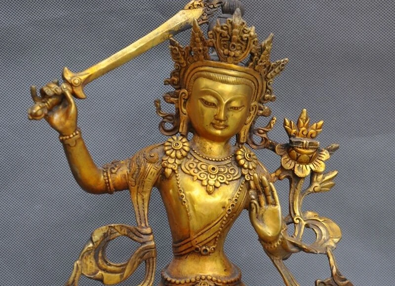 12 &quotдревнетибетский буддизм Бронзовая позолота kwan yin GuanYin Манджушри Бодхисаттва