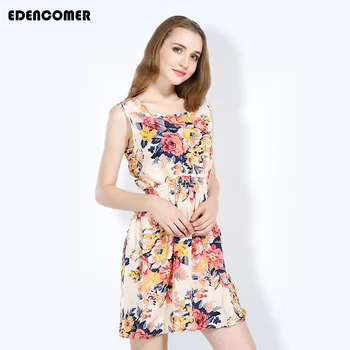 

Fashion Mini Summer Dresses Style Rich 2019 Summer New Sleeveless Cute Sexy Women Dresses O Collar Skinny Printing Dresses