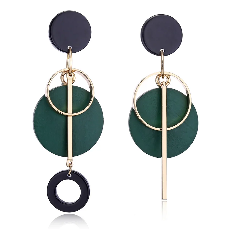 XIYANIKE модные массивные круглые деревянные серьги для женщин, геометрические полые этнические серьги с подвеской, ювелирные изделия, подарки E1604 - Окраска металла: Green