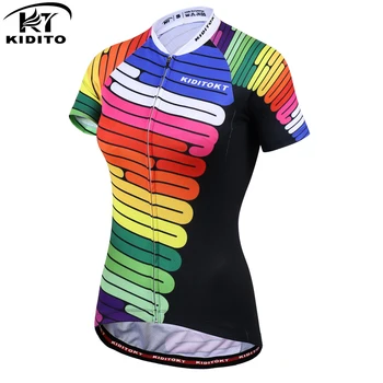 

KIDITOKT Pro Women Cycling Jersey Summer Anti-UV Cycling Bicycle Clothing Breathable Mountain Bike Shirt Cycling Wear