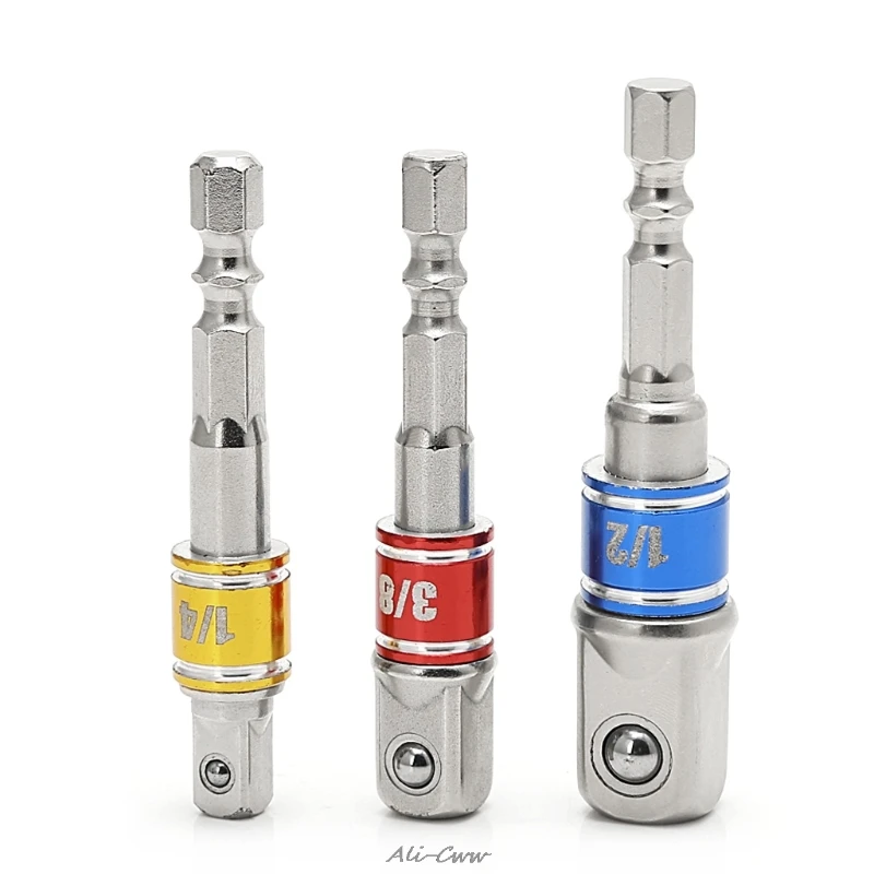 3 Pcs Power Screwdriver Driver Socket Bit Adapter Drill 1/4" 3/8" 1/2" Hex Shank | Инструменты