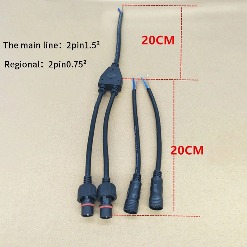 2 pin 1 до 2 3 4 5 кабели водонепроницаемый разъем IP67 Y Разъемы Мужской и женский Электрический провод сплиттер открытый светодиодные ленты светильник - Цвет: 1 to 2 Male Female