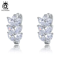 ORSA JEWELS Leaf Style Marquise Cut AAA Austrian Clear Zircon Women Fashion font b Earring b