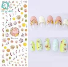 Rocooart DS344 Water Transfer Nails Art Sticker Harajuku Elements Pink Dried Flowers Nail Wraps Sticker Manicura Decal