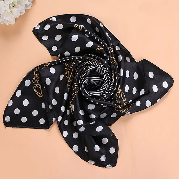 

Raglaido Women square scarf small dots chain silk scarves fashion polyester scarfs RGSF045
