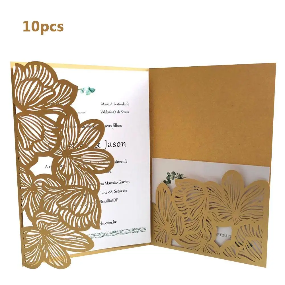  10pcs Holiday Wedding Invitation Laser Hollow Invitation Bag-shaped Business Invitation Card For We - 33027678637