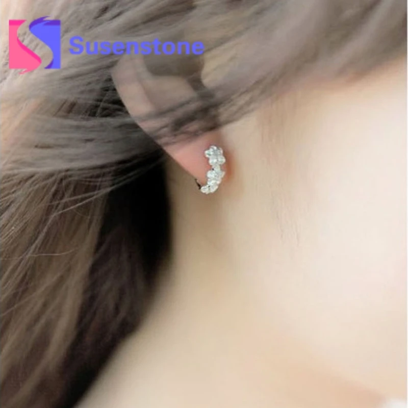 

2018 Hot Sale Women Silver Plated Earrings Jewelry Elegant Flower Crystal Rhinestone Design Hoop Earrings Women's Accessories