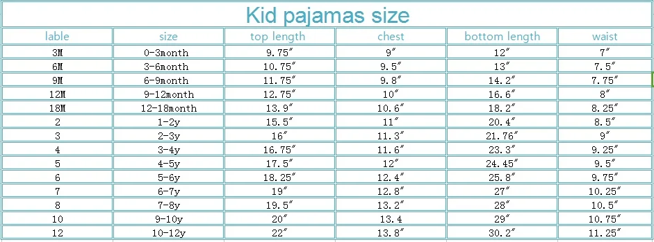 kid pajamas size