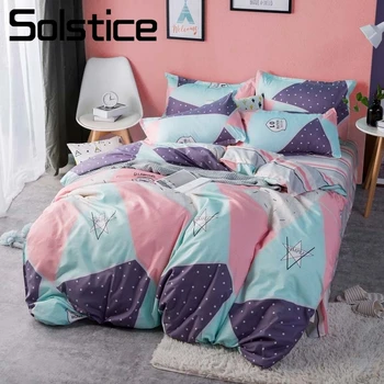 

Solstice Home Textile Kids Teen Bedding Sets King Queen Size Bed Linen 3/4Pcs Duvet Cover Pillowcase Bed Sheet Geometric Sport