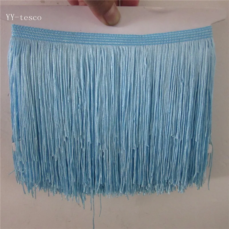 YY-tesco 1 ярд 15 см широкая кружевная бахрома отделка кисточка бахрома отделка для DIY латинское платье сценическая одежда аксессуары кружевная лента - Цвет: Light blue