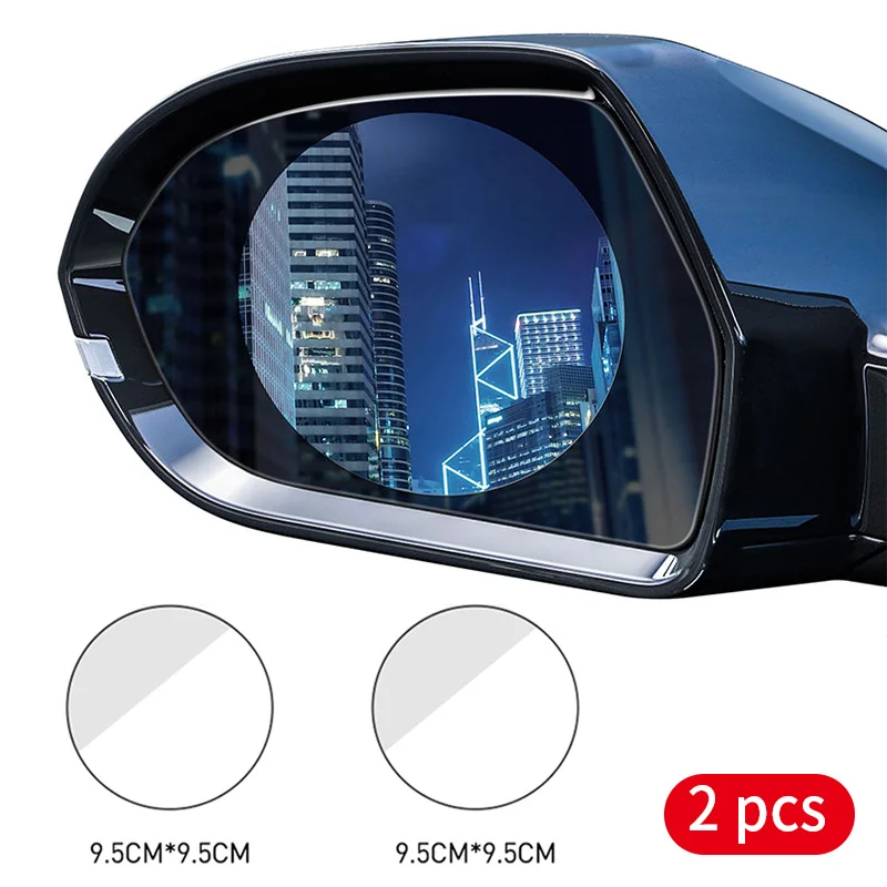 Baseus 2 шт., Автомобильное зеркало заднего вида, непромокаемая пленка, 0,15 ММ, прозрачное зеркало заднего вида, анти-туман, защитные пленки, оконные фольги, автомобильные наклейки - Цвет: 95x95mm