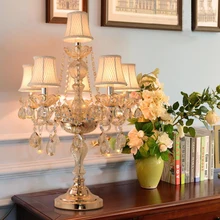 Европейский стиль, светодиодный хрустальный Настольный светильник, декоративная свеча, домашнее освещение, светильник, роскошная вилла, спальня, гостиная, светодиодный Настольный светильник