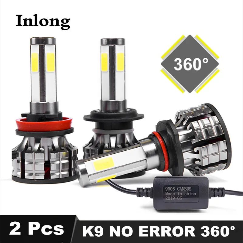 

Inlong 2Pcs 4 Sides H7 Car LED Headlight No Error H4 Led Canbus Headlmp Bulbs H11 H8 H9 9005 9006 80W Auto Fog Lights DC 12V 24V