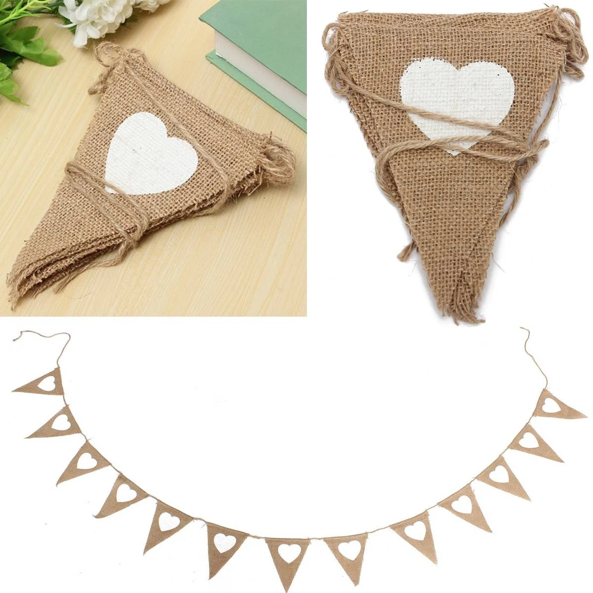 hessian heart favour bags Weddding hessian mini bag Hessian white heart treat bags Love wedding bunting party decor Wedding decor
