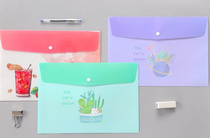 

Cute drinks cactus botones Files folder Document A4 Filing Bag for school office folders file organizer material escolar