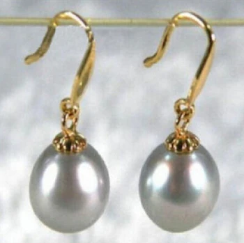 

FREE SHIPPING 00603 real gorgeous gray south sea natural pearl dangle earring