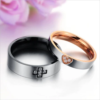 

Stainless steel cross lovers ring