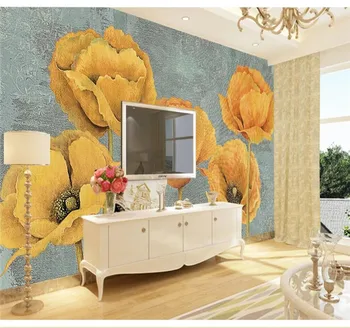 

Custom 3D wallpaper European retro oil painting poppies wall decoration - high-grade waterproof material