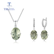 TBJ,green amethyst set jewelry natural gemstone with 925 sterling silver simple style fine jewelry for woman anniversary gifts TBJ,green amethyst set jewelry natural gemstone with 925 sterling silver simple style fine jewelry for woman anniversary gifts