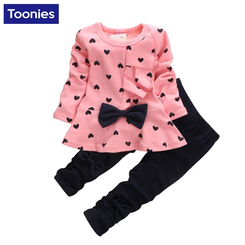 Hot Sale Girls Clothes Kids Long Sleeve T shirt + Pants Casual Suit