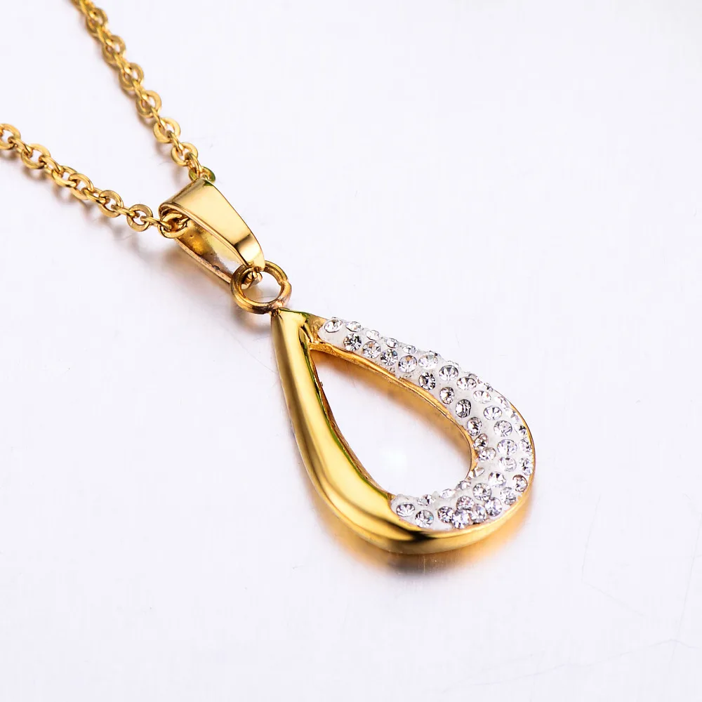 WAWFROK Gold Colour Collar Necklace for Women 316L Stainless Steel De Collar Crystal Wedding