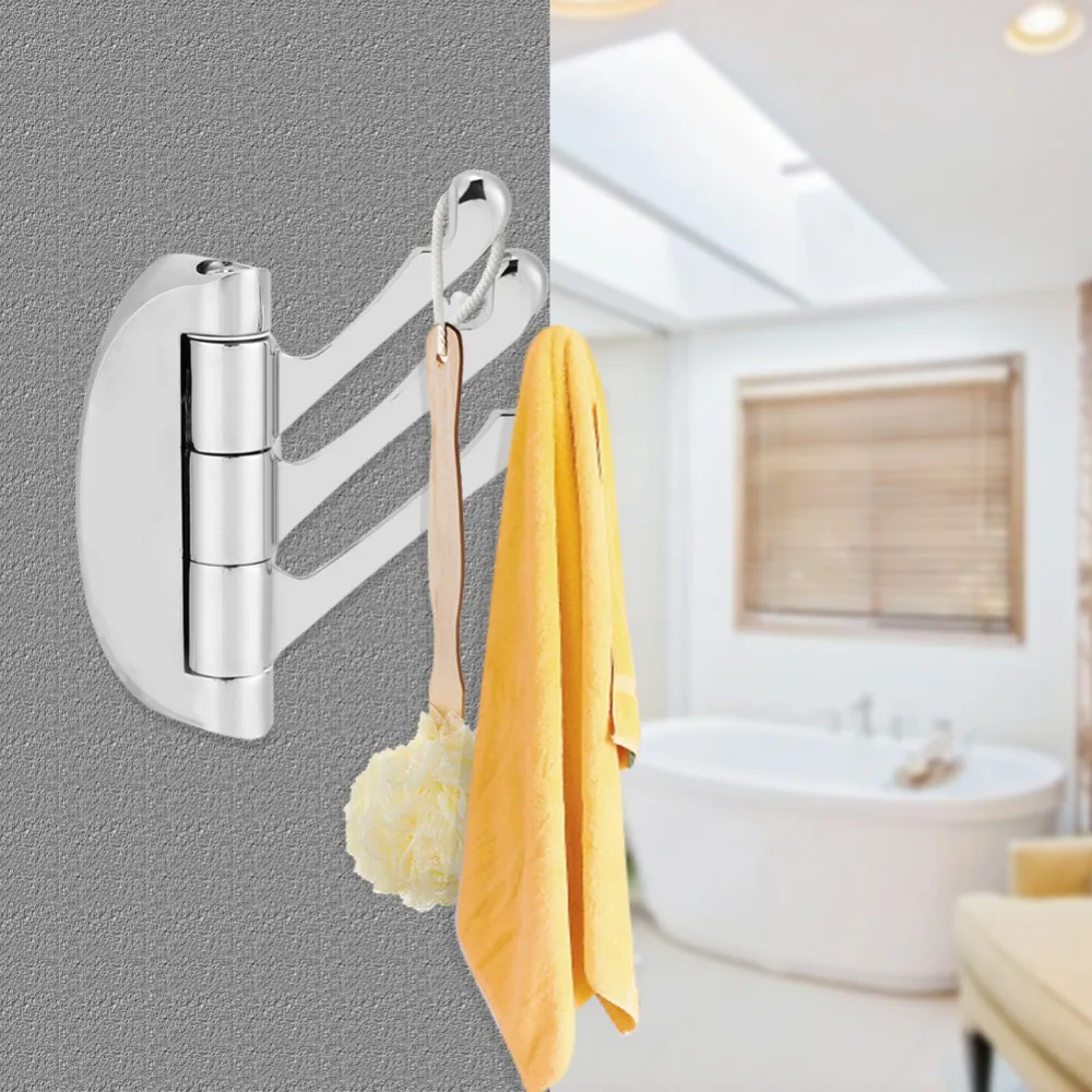 Bedroom Bathroom Swivel Hook Three Towel Clothes Hanger Wall Mounted