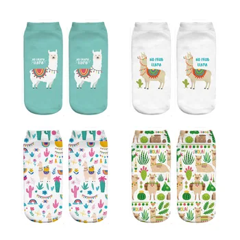 

RUNNING CHICK alpaca cactus photo print socks new dropship