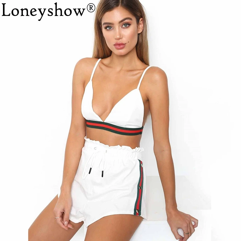 2018 Мода Дизайн пикантные Для женщин Push Up Bra Crop Топы бретели + Высокая талия