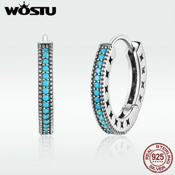 

WOSTU Authentic 100% 925 Sterling Silver Bohemia Style Hoop Earrings For Women Anniversary Fashion Simple Jewelry Gift DXE493