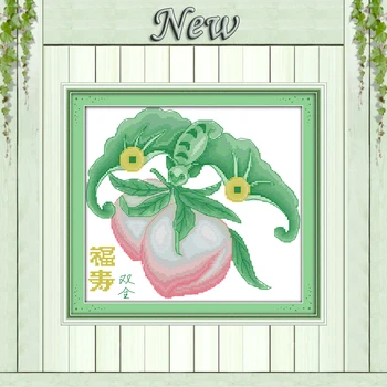 

Having both blessing longevity peach painting counted print on canvas DMC 14CT 11CT Cross Stitch Needlework Sets Embroidery kits