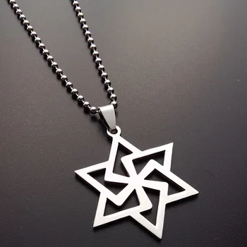 

10 Geometric Round Overlapping Triangle Hexagon Six-pointed Star Magic Symbol Necklace Stainless Steel Israel Emblem Necklace