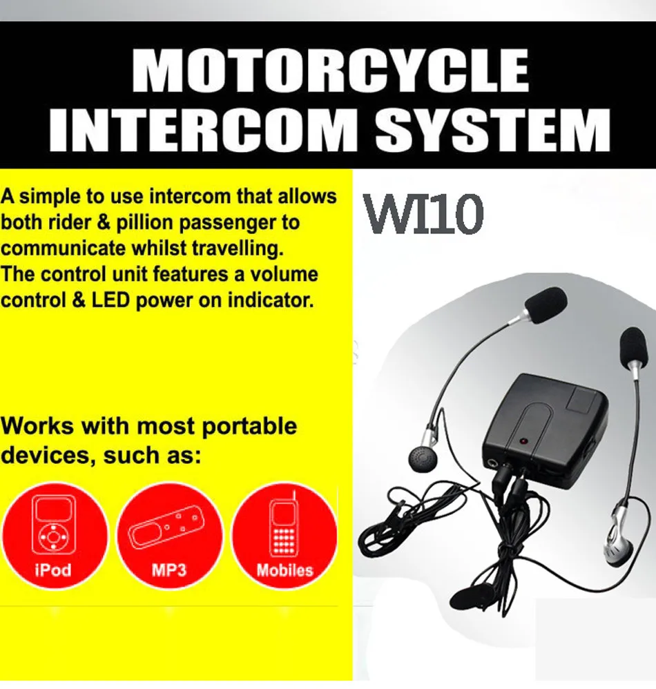Vnetphone Headset Motorcycle Helmet Intercom Wired Interphone Riders Bikers Communicator Walkie Talkie Headphone With CD MP3 MP4-2