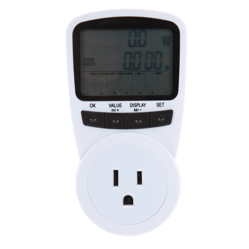 

US Plug LCD Energy Meter Voltage Current Monitor Watt Checker Saving Power Electricity Socket Analyzer Electronic Switch