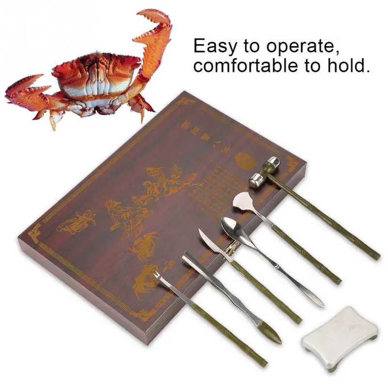 8PCS Lobster Crab Cracker Tools Stainless Steel Seafood Claw Tool Set
