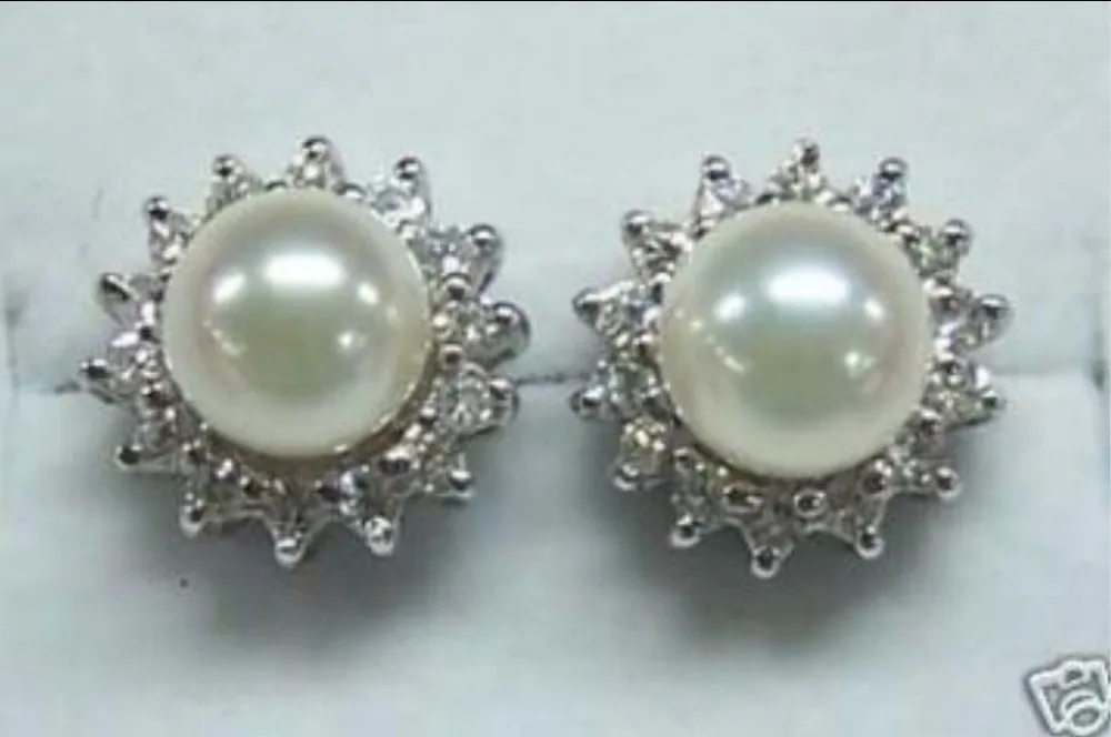 

FREE SHIPPING HOT sell new Style >>>> 8-9mm White Akoya Pearl Earring Stud A--HOT!
