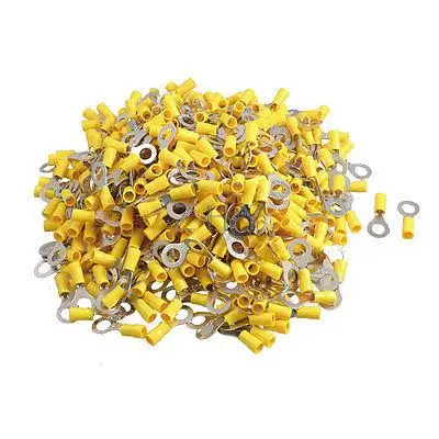 

500 Pcs RV5.5-8 AWG 12-10 ellow Sleeve Pre Insulated Ring Terminals Connector