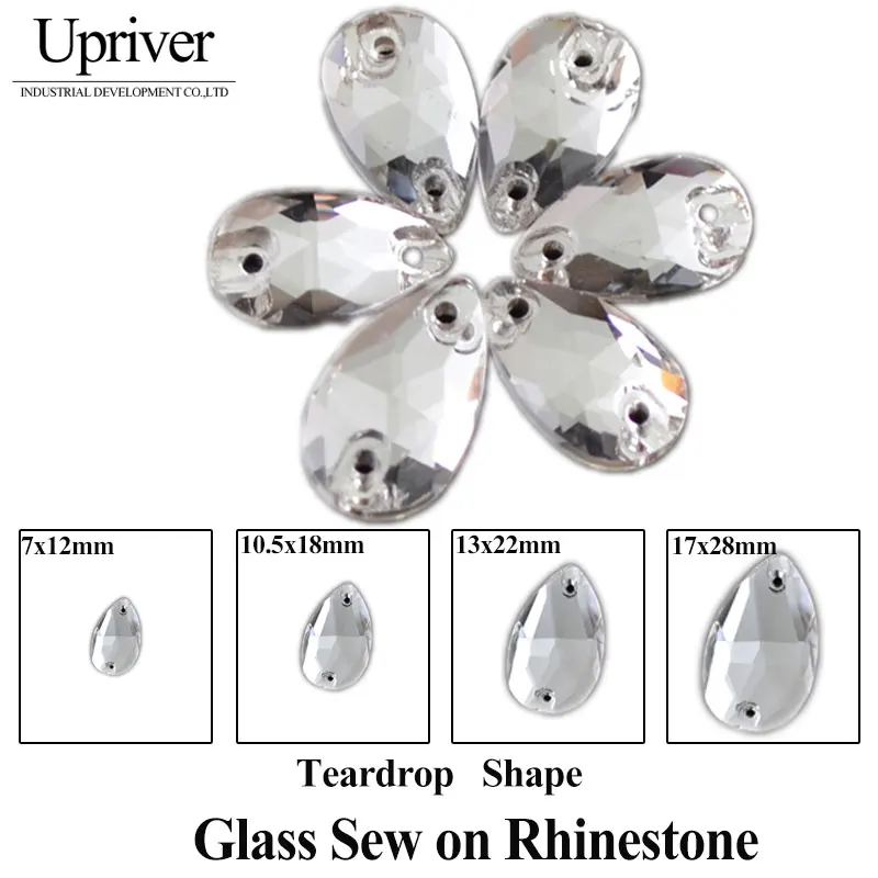

Upriver Wholesale Shiny Flatback Drop Water 2 Holes Crystal Button Crystal Sewing On Rhinestones 7x14mm 10.5x8mm 13x22mm 17x28mm