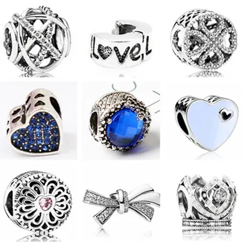 

Fresh Style Charms European DIY Flowers Bowknot Wings Crystal Beads Fit Pandora Bracelets & Bangles for Women Girl Accessories