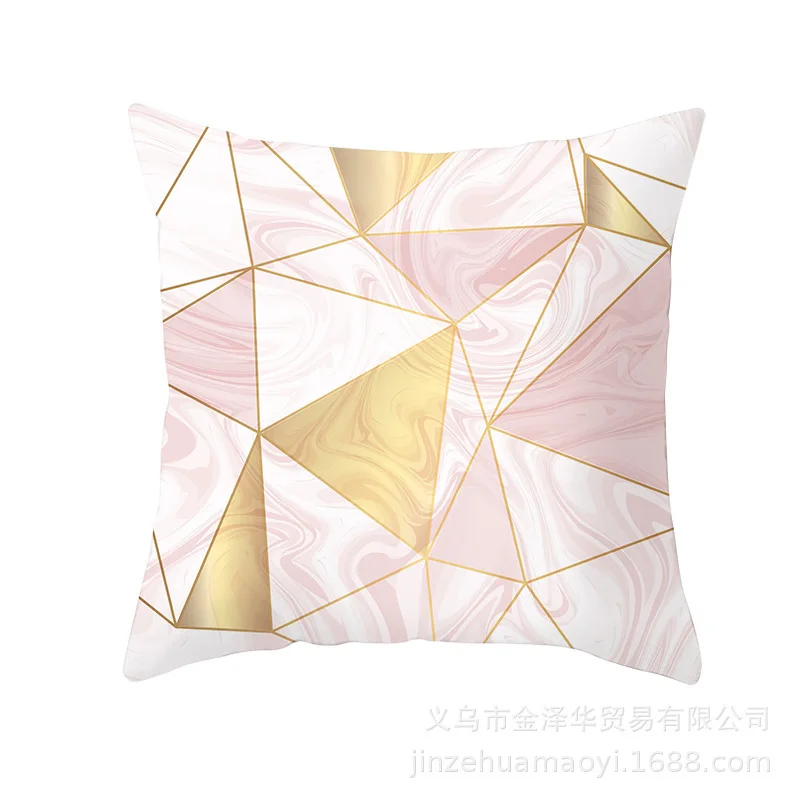 Modern Concise Pillow Cover Case Office Cushion Set Pink Colour Geometry Printing Decoration Home Furnishing Articles - Цвет: 20