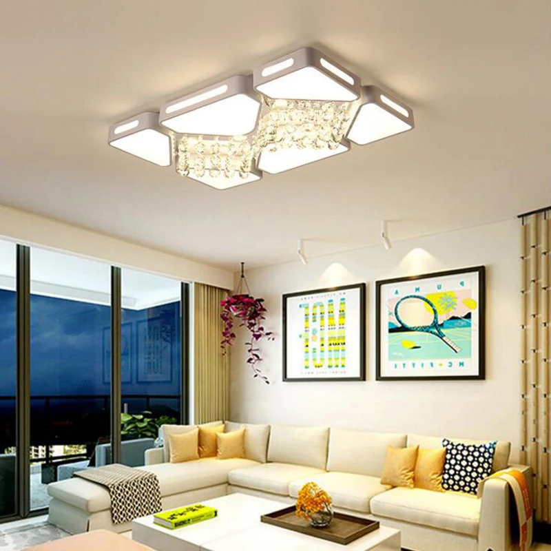 

LED ceiling lamp acrylic super bright atmospheric living room lamp modern minimalist rectangular bedroom crystal ceiling lamp