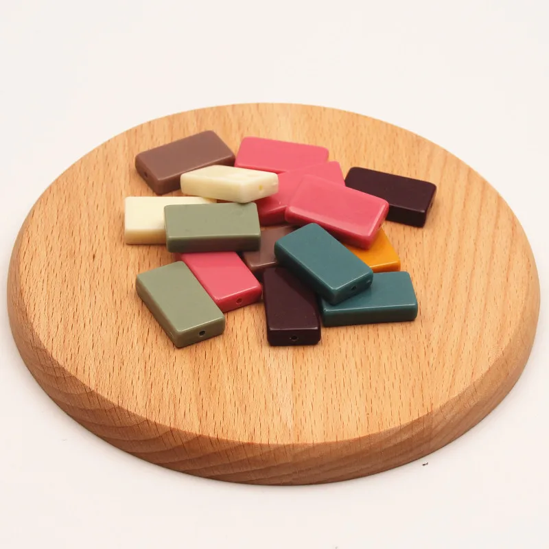 

High Quality 50Pcs Mixed Rectangle Acrylic Beads For Jewelry Making Handmade Earring Pendant DIY Findings 25x14mm