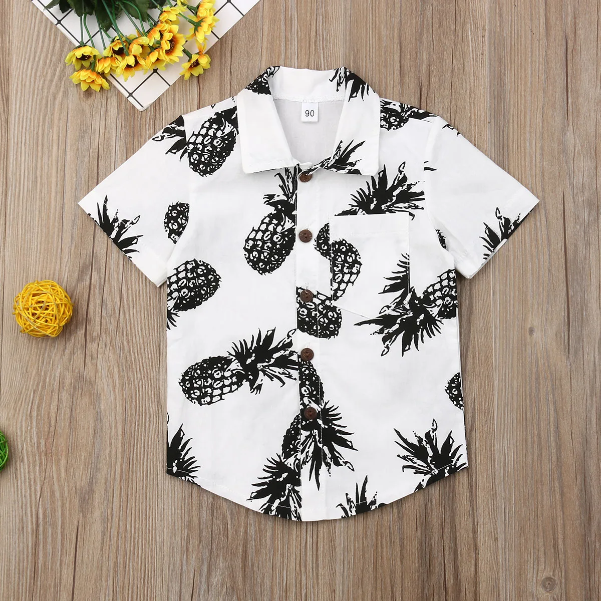 

Pudcoco Summer Toddler Baby Boy Clothes Pineapple Print Short Sleeve Shirt Summer Holiday Casual T-Shirt Clothes