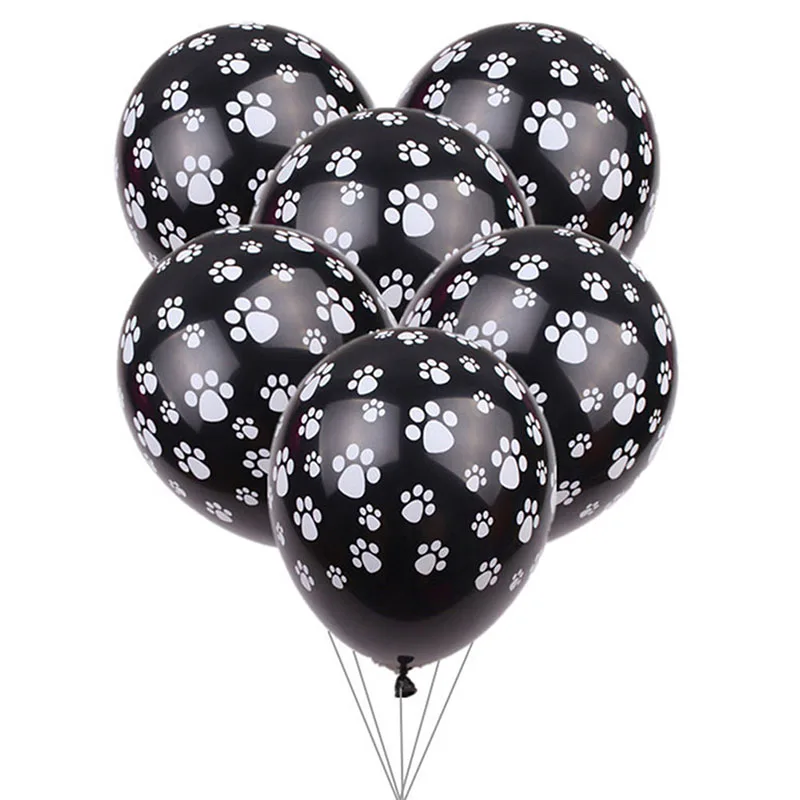 10 шт Черный собачьи лапки Ballonnen Латекс Мяч голые след с принтом в горошек плотные воздушные шары на день рождения вечерние предметы для украшений