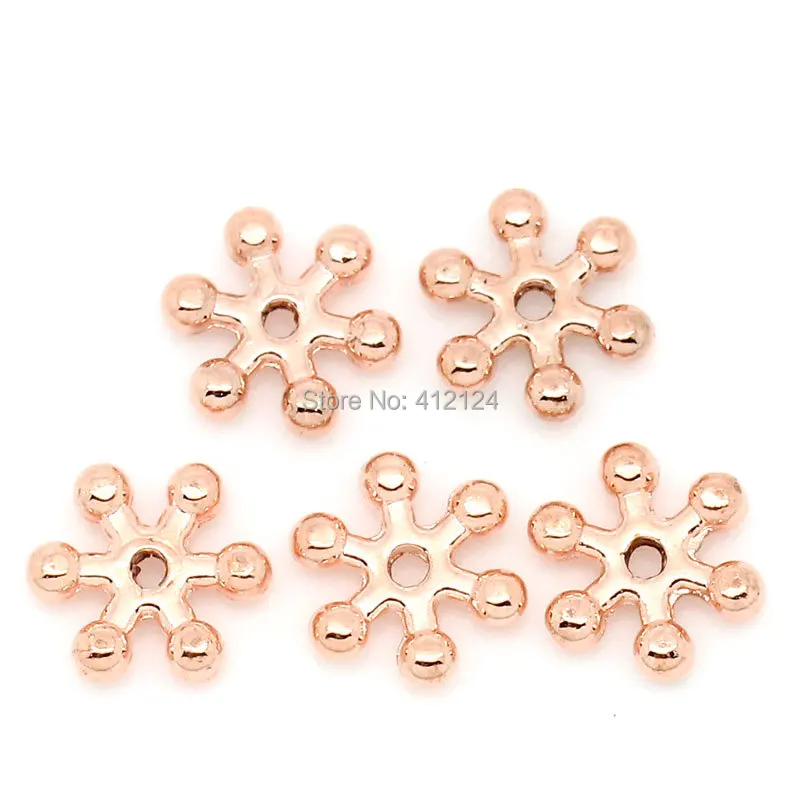 

600Pcs Rose Gold Snowflake Metal Spacer Beads Jewelry DIY Findings 8x7mm