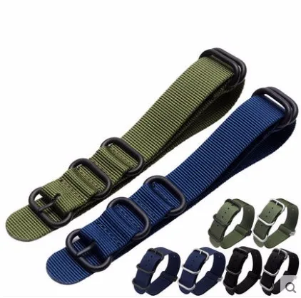 

18 20 22 24mm Seller Recommend New Man Black Blue Green Nylon Watch Band Strap Belt Pin Brushed Buckle luxury watch men relogio