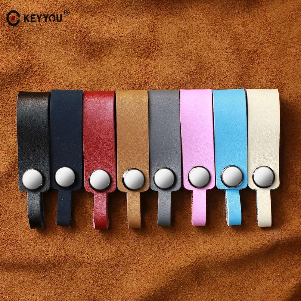 

KEYYOU Genuine Leather Car-Styling Keychain Car And Home Key Ring Holder Housekeeper OEM Jewelry KeyChain for Chaveiro Para Moto